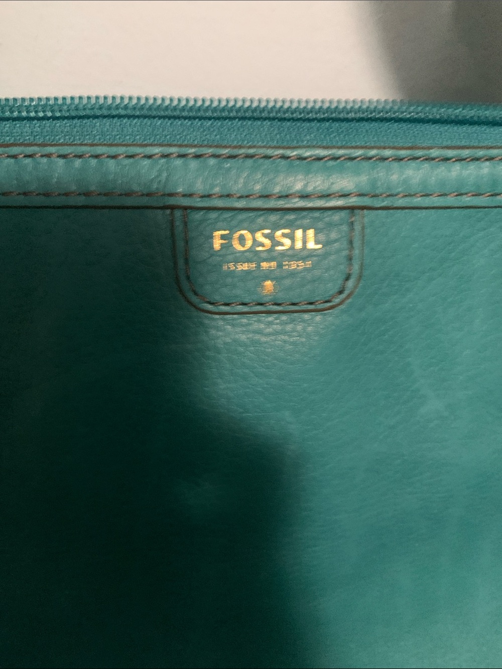 Teal Fossil Leather Tote Bag and Wallet - Picture 2 of 16